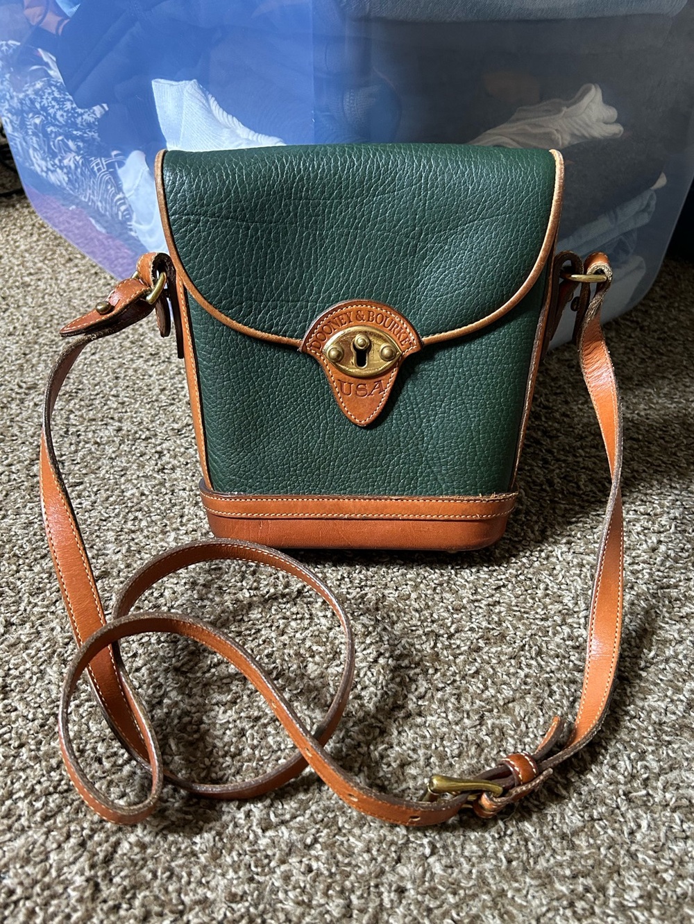 Women's Vintage Dooney and Bourke Green Cavalry Spectator Cross Body Bag